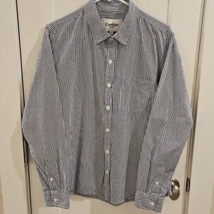 Corridor New York Vertical Striped Button-Down Shirt - Blue & White - Size Small